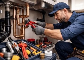 Professional plumbing contractor repairing water pipes in Dubai